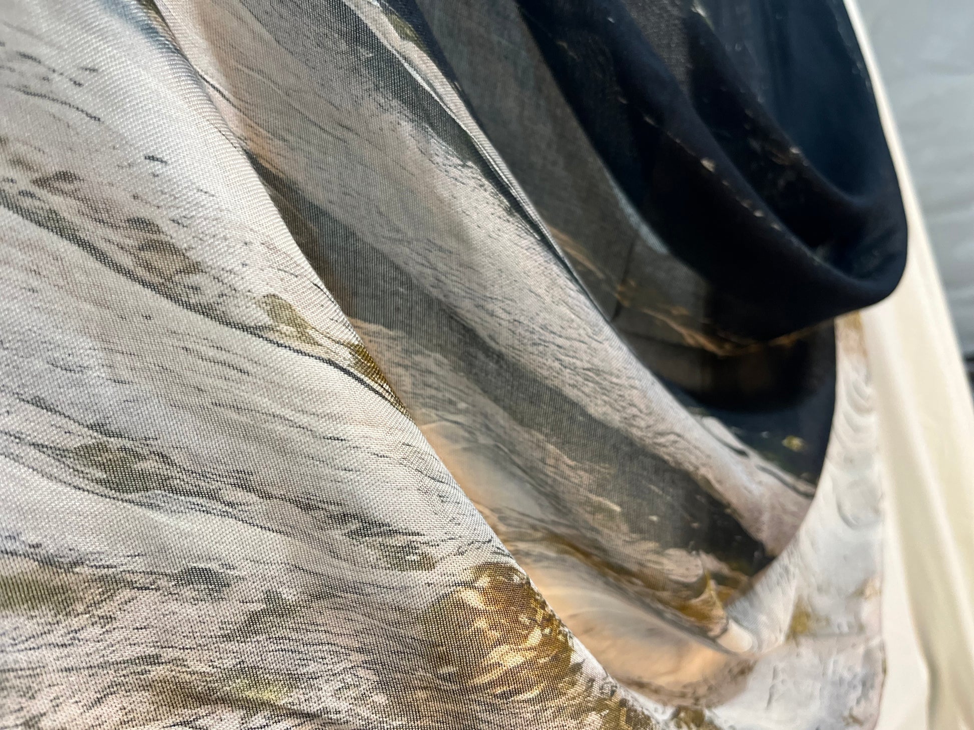 Hijab Modal in gradient shimmer print, styled for full coverage and modern modest fashion