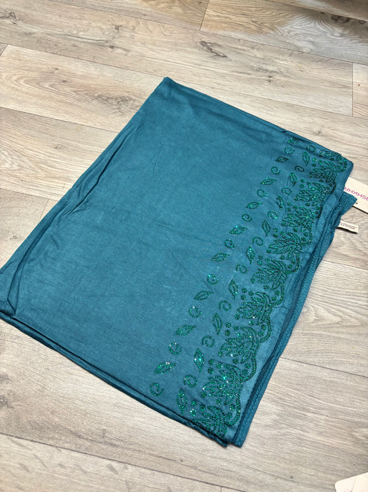 RHINESTONE JERSEY HIJAB -MAPLE LEAF