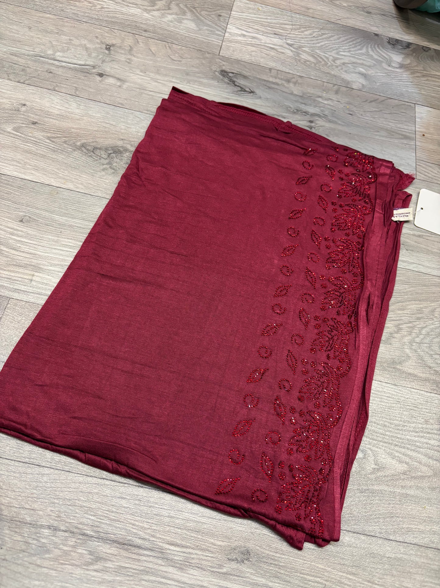 RHINESTONE JERSEY HIJAB -MAPLE LEAF