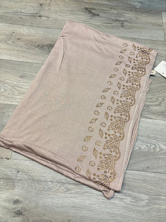 RHINESTONE JERSEY HIJAB -MAPLE LEAF