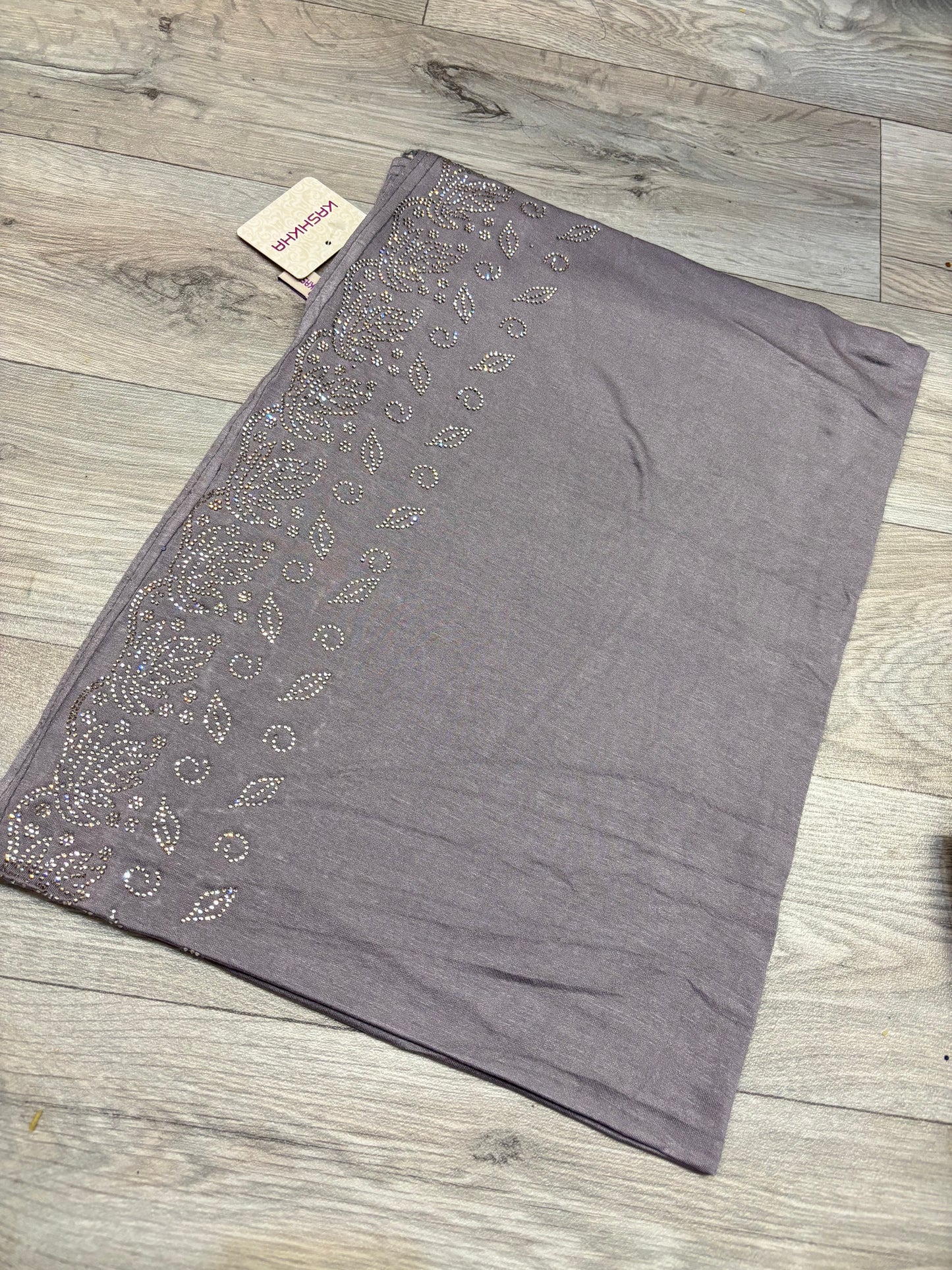 RHINESTONE JERSEY HIJAB -MAPLE LEAF