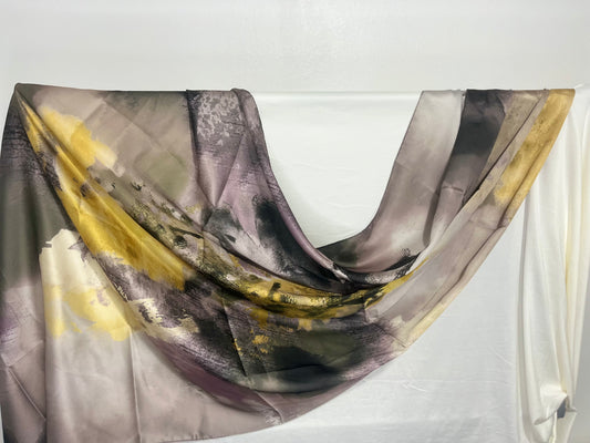 GOLD AND GREY SATIN HIJAB