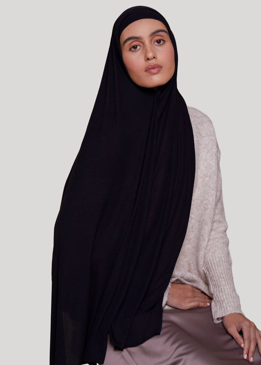 Textured ribbed finish on premium bamboo jersey hijab shown in close up