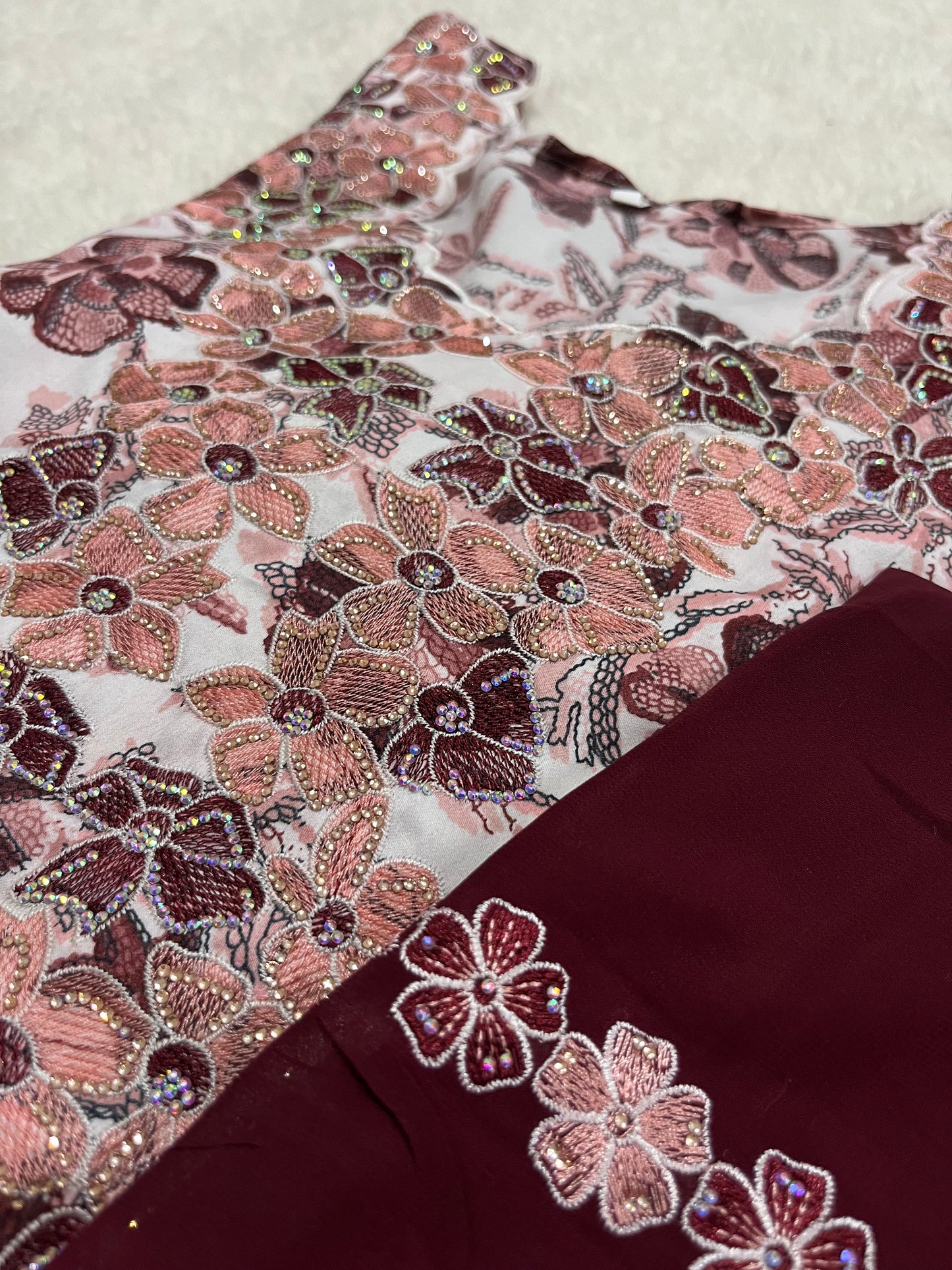 Royal Pomegranate Arabic embroidered kaftan for women modest wear UK