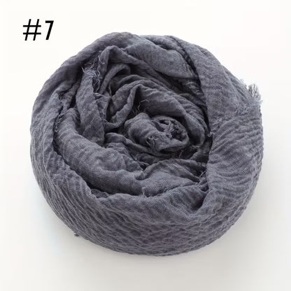 dark_grey crinkle cotton Close up of very soft crinkle cotton hijab showing textured fabric detail
