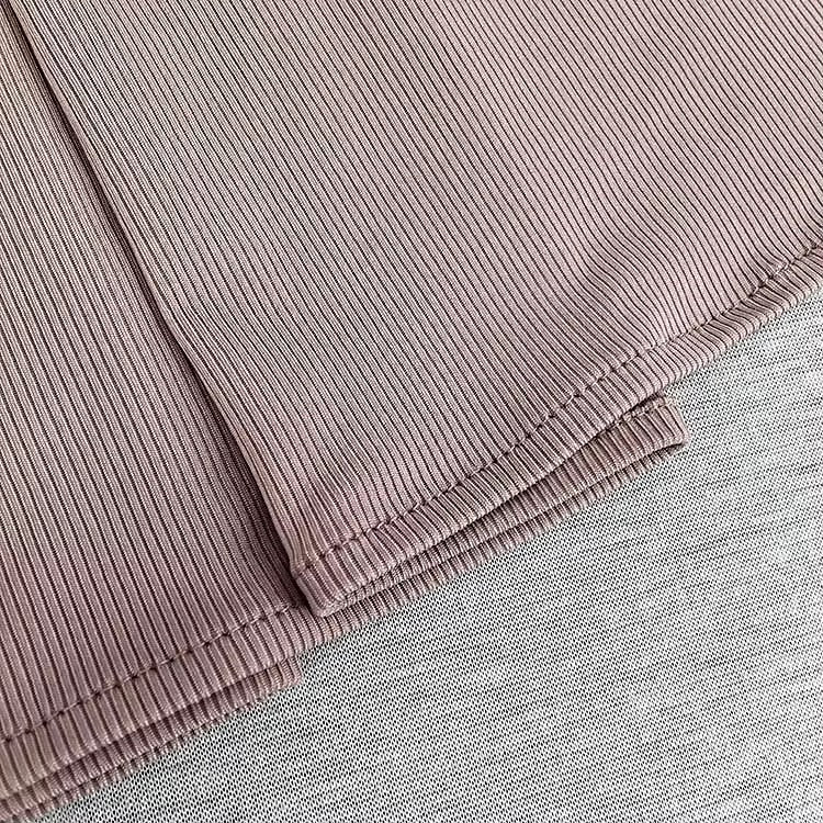 Close up of premium bamboo ribbed jersey hijab showing textured ribbed detail