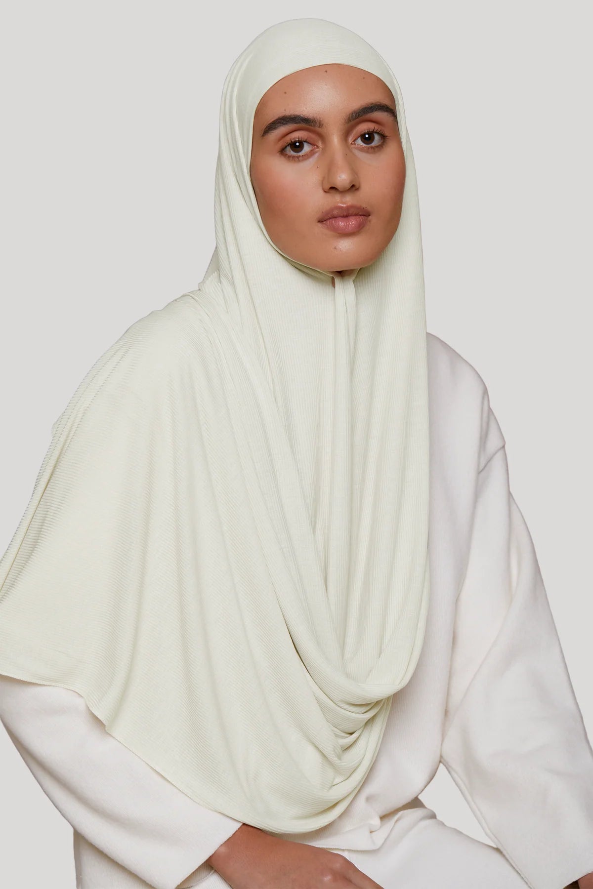 Soft premium bamboo ribbed jersey hijab with breathable and stretchy fabric