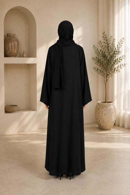 PREMIUM BLACK NIDA CLOSED ABAYA