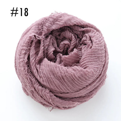 Very soft crinkle cotton hijab styled for comfortable everyday wear