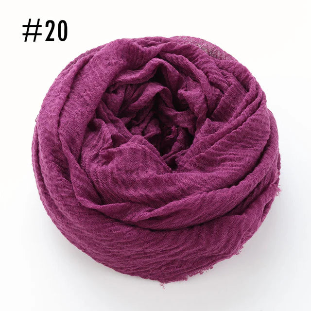 Very soft crinkle cotton hijab styled for comfortable everyday wear
