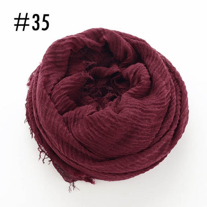 Very soft crinkle cotton hijab styled for comfortable everyday wear